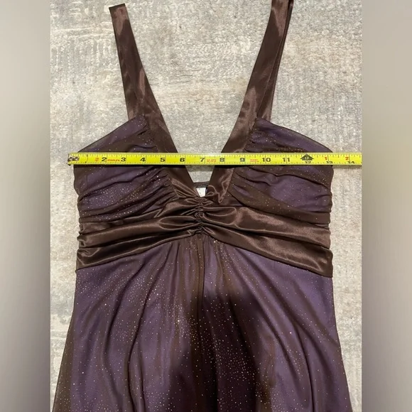 VTG Y2K City Triangles High Low V Neck Sparkle Dress Sz Medium Evening Cocktail - Picture 7 of 9